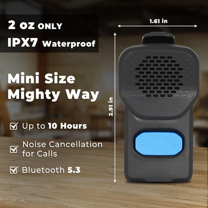iLangtech M4 Clip-On Wireless Jobsite Water-Resistant TWS Portable Speaker, IPX67 Waterproof, Built-in ENC Mic for Hands-Free Music/Calls