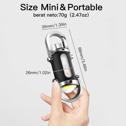 ilangtech Keyone Portable Rechargeable Bright Keychain Flashlight, Mini USB LED Keychain Work Light Flashlights 7 Light Modes, Bright Mini Flashlight for Camping, Searching, Walking and Hiking