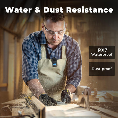 iLangtech M4 Clip-On Wireless Jobsite Water-Resistant TWS Portable Speaker, IPX67 Waterproof, Built-in ENC Mic for Hands-Free Music/Calls